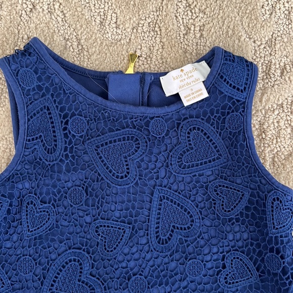 Kate Spade Navy Lace Hearts Sleeveless Dress Size 3 - Picture 3 of 4